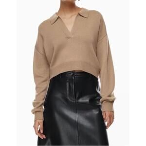 Wilfred Aritzia Clara Merino Wool Waist Sweater Womens Size XXS Brown Pullover